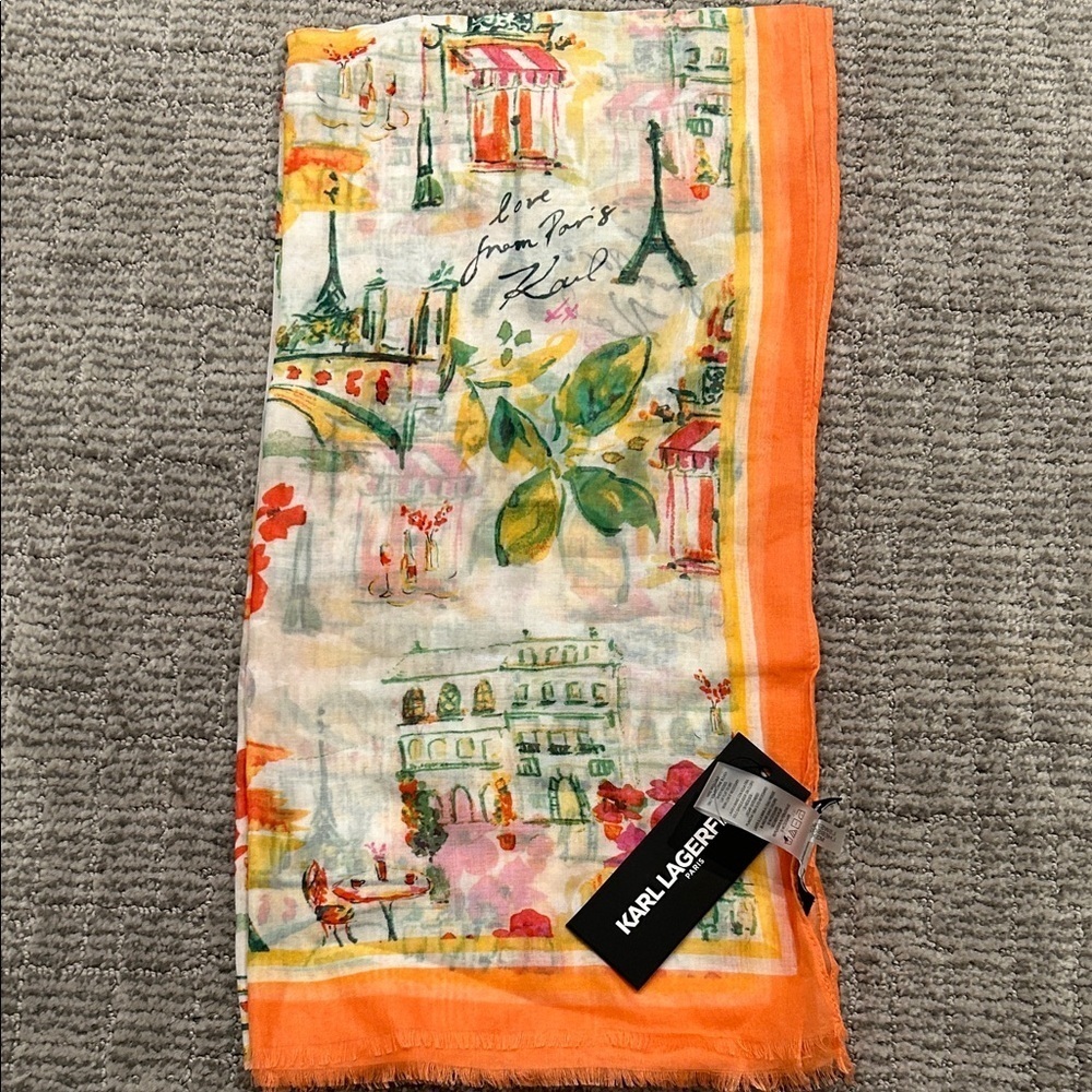 Karl Lagerfeld Multicolor Paris Shawl 6’x3’ - Picture 2 of 5